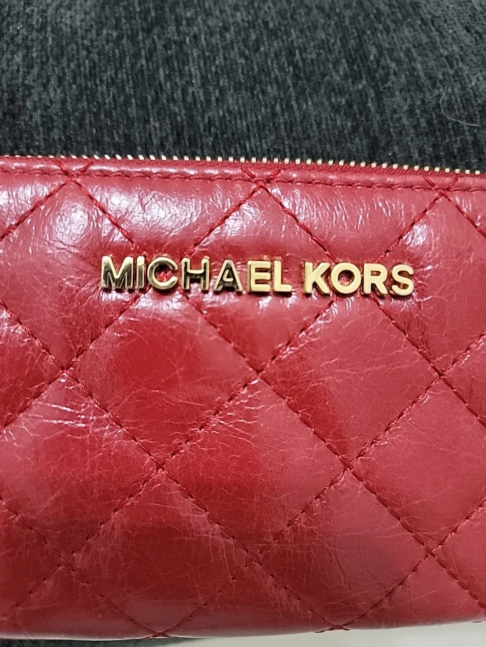 Michael Kors Quilted Red Zip Wallet